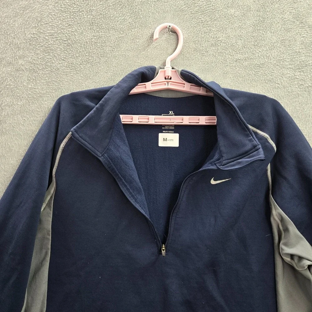 Nike Men Sweatshirt XL‎ Navy Swoosh Logo Nikefit Therma Zipper Long Sleeve